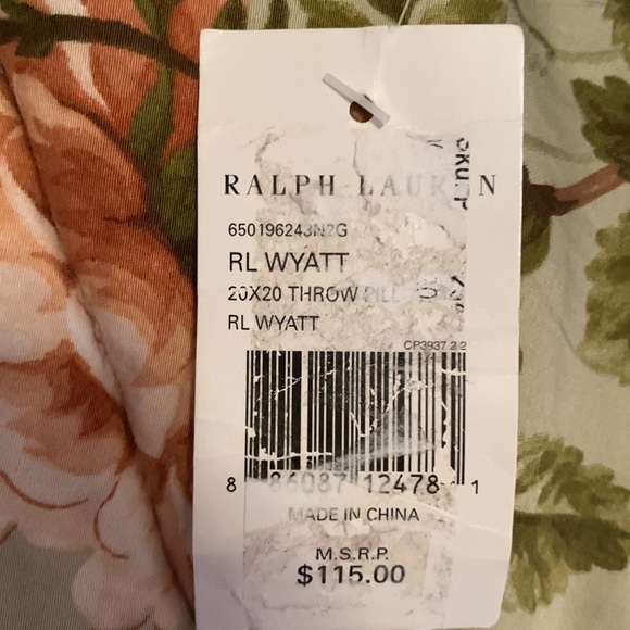 Ralph Lauren Wyatt 20x 20 throw pillow cover in Light Blue - Picture 3 of 9